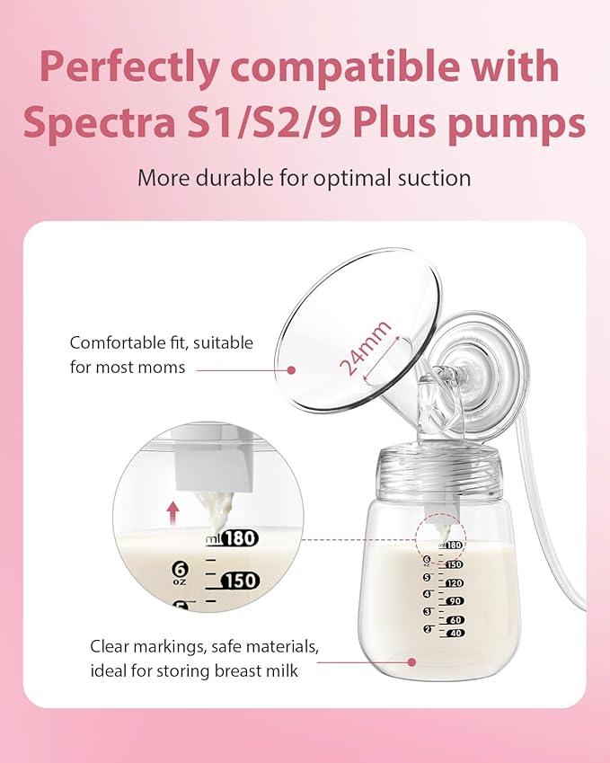 BALIME Pump Parts Compatible with Spectra S1/S2/9 Plus, Not Original Accessories, Full Set Replacements Include 25mm Flanges, Valves, Backflow Protectors (Duckbills Included), Tubings and Bottles
