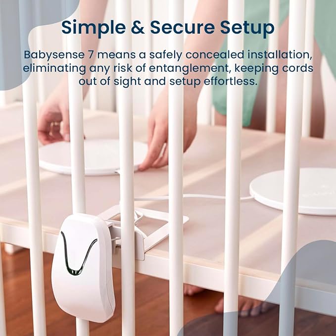 Babysense 7 Baby Sleep Breathing Movement Monitor for Newborn and Infants, No WiFi, Non Wearable, Non Contact Monitor with 2 Under-Mattress Sensors for Full Crib Coverage, FSA Baby Monitor
