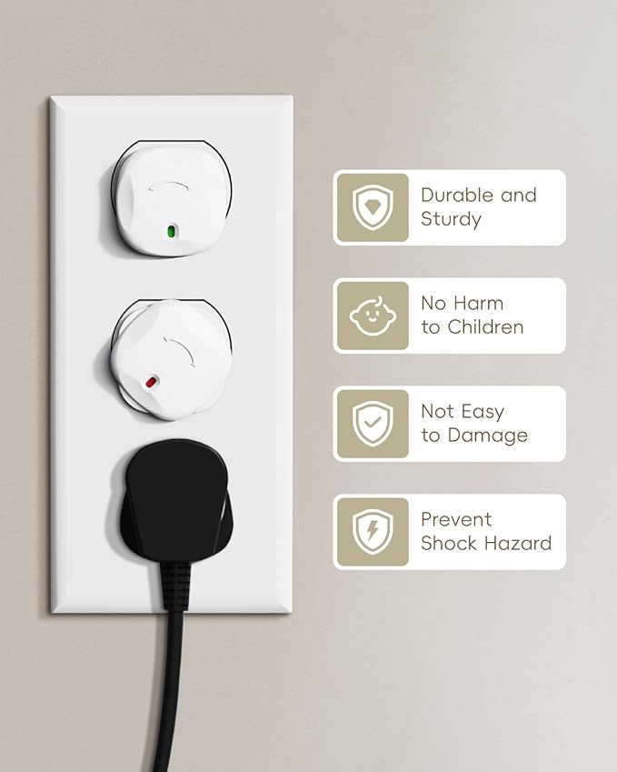 Outlet Covers Baby Proofing - 60 Pack Plug Covers Baby Proofing with Unique Rotating Design, Plug Covers to Prevent Electrical Shock, for US 3-Prong, Home, Office, School, White