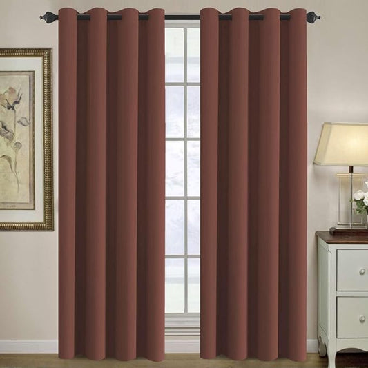 H.VERSAILTEX Blackout Curtain for Living Room Thermal Insulated Window Treatment Curtain Extra Long 108 inch Length Energy Saving Solid Grommet Top Blackout Drape, One Panel, Rust, 52" W x 108" L