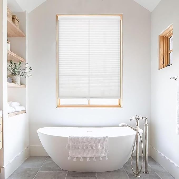 MYshade 1.5-Inch Cellular Cordless Light Filtering Shades, Honeycomb Window Blinds for Soft Daylight & Privacy, Thermal Insulation, Child Safe, Inside or Outside Mount (31" W x 72" H, White)