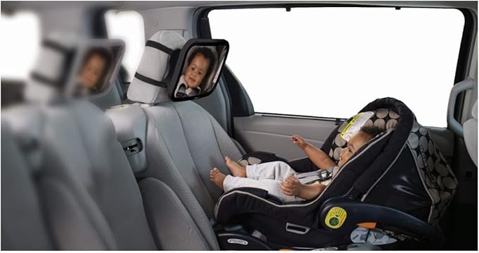 Safety 1st Baby Backseat Headrest Mirror for Rear Facing Infant Car Seat View, Universal Shatterproof Light & Wide Rearview Convex Glass, Black