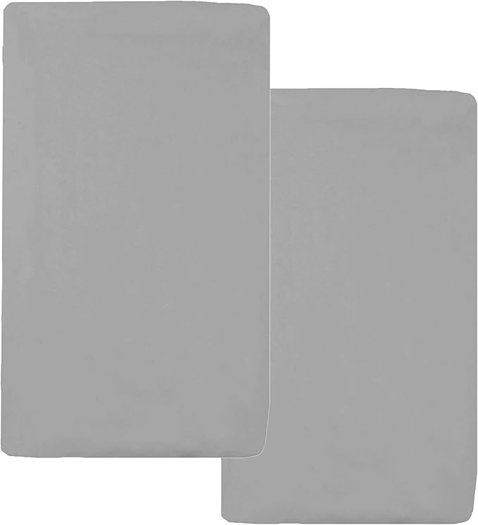 American Baby Company 15" x 33" Fitted Bassinet Sheet, 100% Natural Cotton Jersey Knit, Grey, Soft Breathable, for Boys and Girls, Pack of 2