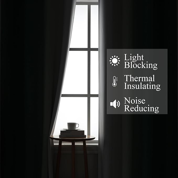 Estelar Textiler Green and Grayish White Ombre Blackout Curtains for Bedroom, Thermal Insulated Blackout Drapes, Full Light Blocking Energy Saving Long Curtains for Living Room, 52Wx108L, 2 Panels