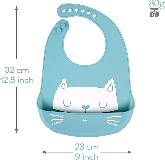 YINGJEE Baby Silicone Feeding Bibs, 3pcs Adjustable Waterproof Bibs for Feeding