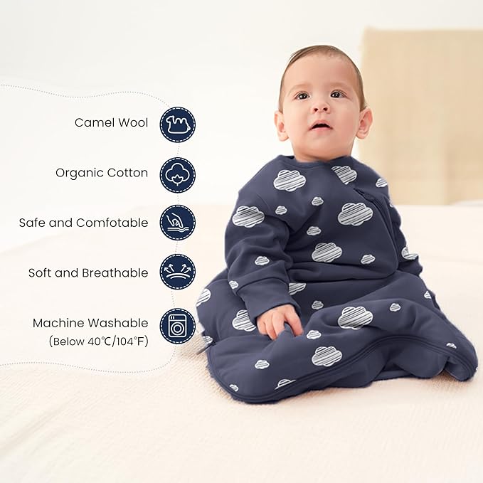 Unisex Sleeping Bag for Babies and Toddlers 1.0 Tog Sleep Sack 0-6 Months, Newborn Sleep Sack, Wearable Blanket Baby, One Piece Long Sleeves, Gifts for Baby