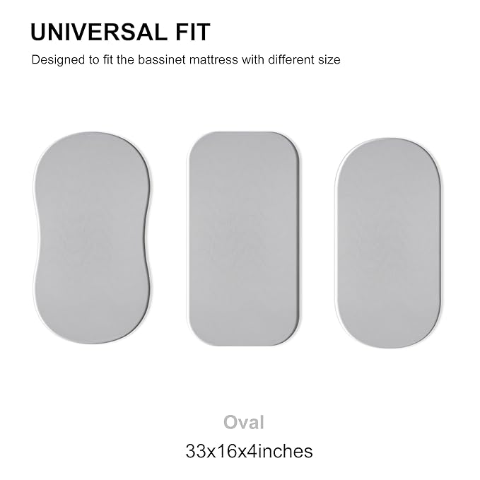 TILLYOU Baby Bassinet Sheets for Girls Boys 2 Pack Baby Sheets for Square Rectangle Oval Bassinet Mattress 33X16 Inch, Rainforest Elephant & Grey