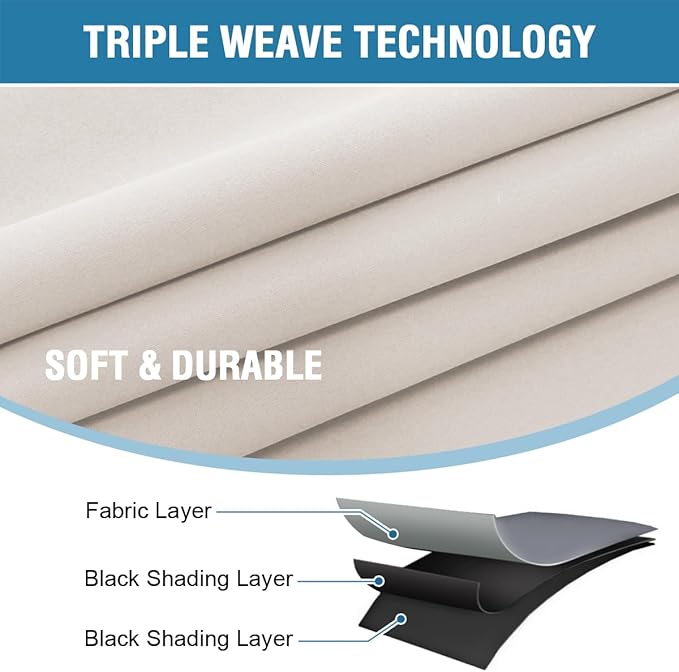 H.VERSAILTEX 100% Blackout Curtains for Bedroom with Black Liner Full Room Darkening Curtains 54 Inches Long Thermal Insulated Back Tab/Rod Pocket Window Drapes for Living Room, 2 Panels, Fog
