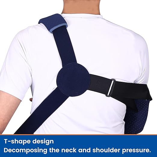 Arm Sling for Shoulder Injury with Waist Strap - Immobilizer Brace Support for Sleeping, Rotator Cuff Surgery (Comfort Version, Left, Large，40-51 inch)