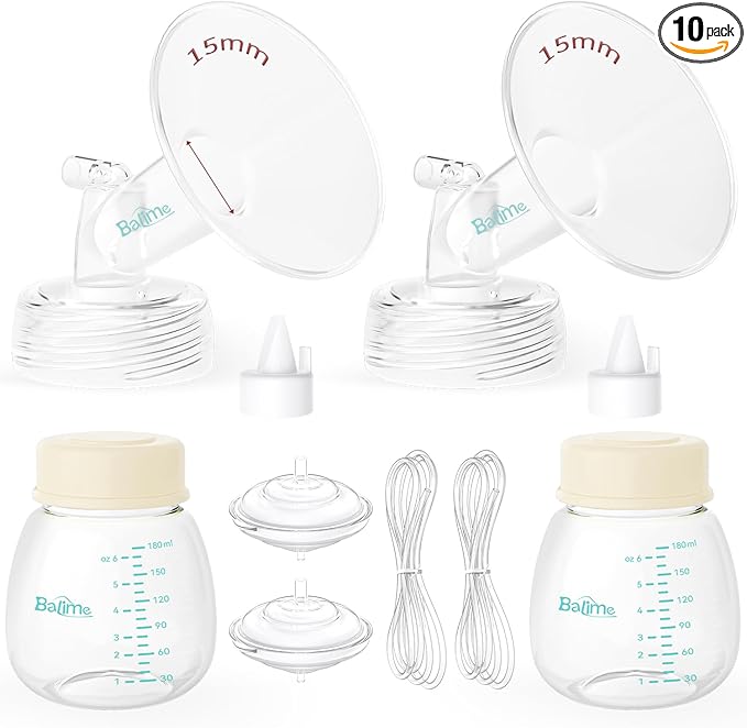 BALIME Pump Parts Compatible with Spectra S1/S2/9 Plus, Not Original Accessories, Full Set Replacements Include 15mm Flanges, Valves, Backflow Protectors (Duckbills Included), Tubings and Bottles