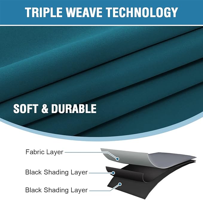 H.VERSAILTEX 100% Blackout Curtains for Bedroom with Black Liner Full Room Darkening Curtains Thermal Insulated Back Tab/Rod Pocket Window Drapes for Living Room, 2 Panels, 42 x 84 Inch, Dark Teal