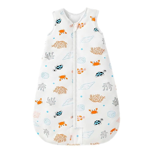 Mosebears Sleep Sack Baby Winter Wearable Blanket with 2-Way Zipper,2.5 TOG Cotton Sleep Sack Unisex (Ocean Animal, 0-6 Months)