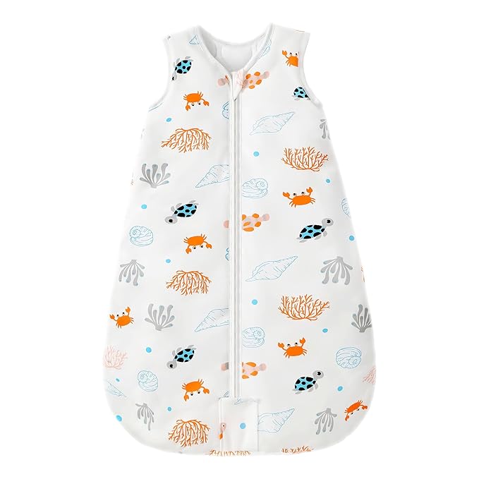 Mosebears Sleep Sack Baby Winter Wearable Blanket with 2-Way Zipper,2.5 TOG Cotton Sleep Sack Unisex (Ocean Animal, 12-18 Months)