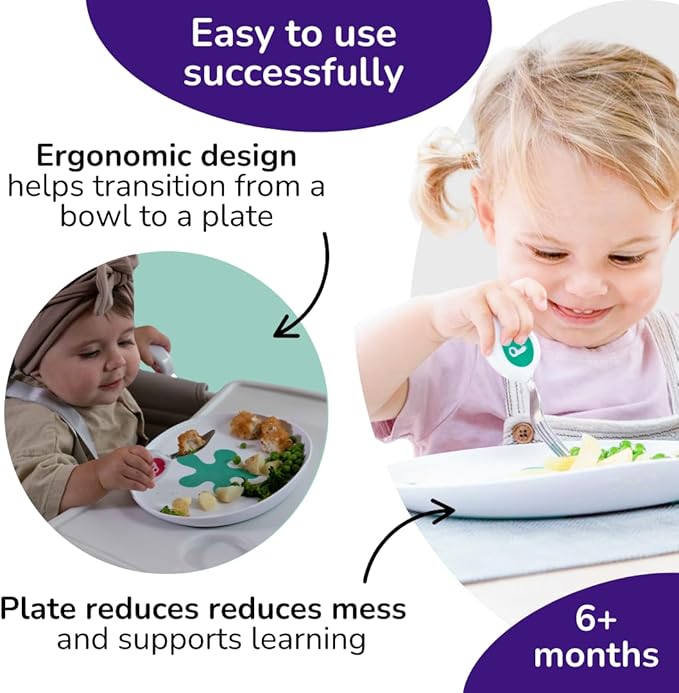 doddl Toddler Plate (12 Months–4 Years) – Non-Slip Plate for Self-Feeding, Easy-Scooping Design for Toddlers & Preschoolers