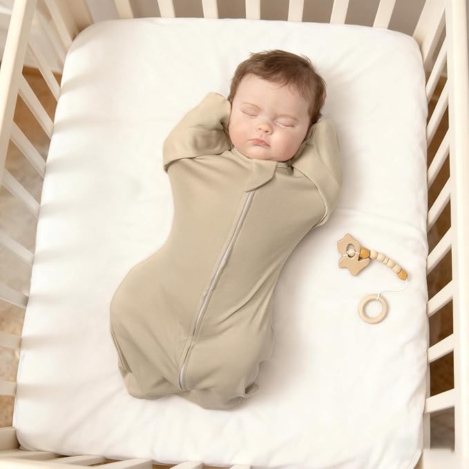 MEXXI Swaddle Baby Sleep Sack With Arms Up, 2 Pack Baby Transitional Swaddle with Double Zipper,0.5 TOG