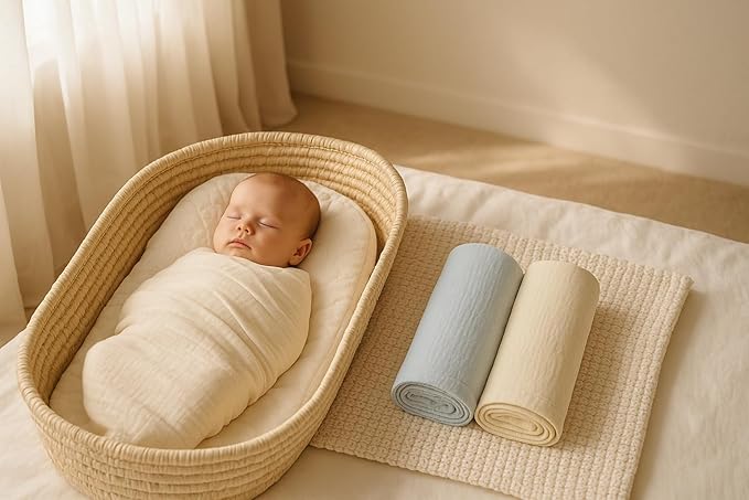 Soft 100% Cotton Swaddles for Newborns, 2- Pack - Large, Breathable Baby Blanket - Versatile, Durable Muslin Swaddle Blankets - Perfect Newborn Essentials