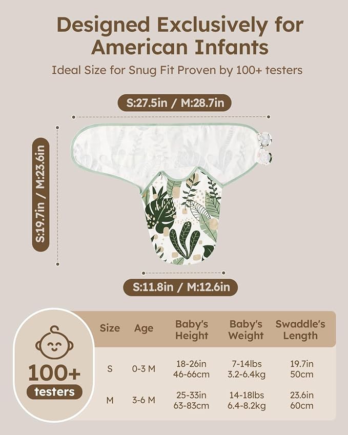 Yoofoss Baby Swaddles for Newborns 100% Organic Cotton, Adjustable Swaddle Sleep Sack 3-6 Months Newborn Swaddle Sack, Breathable Soft(Medium)