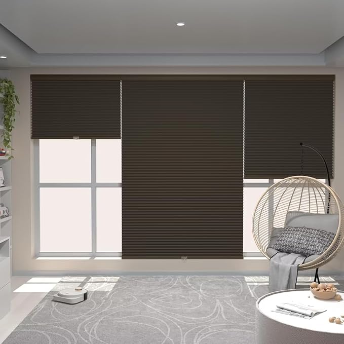 MYshade Cordless Blackout Window Blinds & Shades Pull Down Room Darkening Window Shades Light Blocking Honeycomb Cellular Shade for Indoor Windows Easy to Install 40 inch Wide, H72 Taupe Blinds