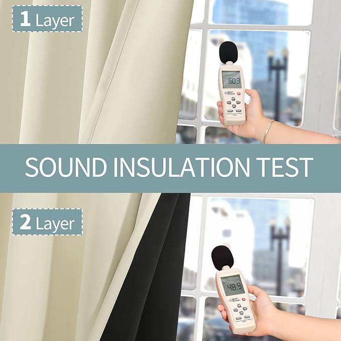 BGment Cream 100% Blackout Curtains for Living Room 84 Inch Length 2 Panels, Thermal Insulated Full Light Blocking Grommet Soundproof Window Drapes for Bedroom with Black Liner, 52 Inch Wide Each