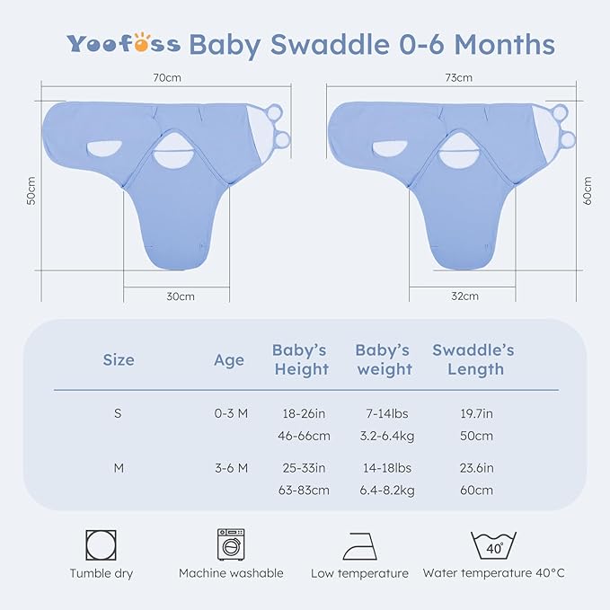 Yoofoss Baby Swaddles for Newborns 100% Organic Cotton, Adjustable Swaddle Sleep Sack 3-6 Months Newborn Swaddle Sack, Breathable Soft(Medium)