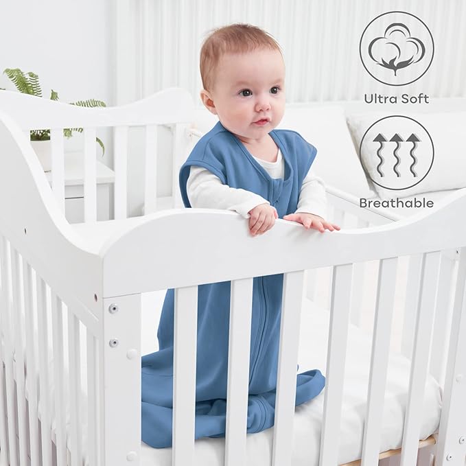 Yoofoss Baby Sleep Sack 6-12 Months Wearable Blanket for Babies 100% Organic Cotton 2-Way Zipper TOG 0.5 Toddler Sleeping Sack 3 Pack, Soft Lightweight Sleep Sacks