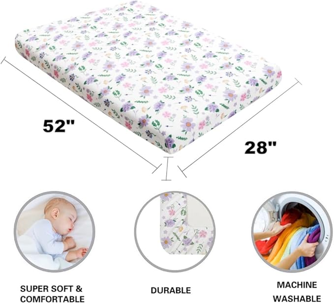 4 Pack Butterfly Baby Crib Sheets for Baby Girls Purple Crib Fitted Sheets for Standard Size Crib and Toddler Mattress Soft and Breathable (Crib)
