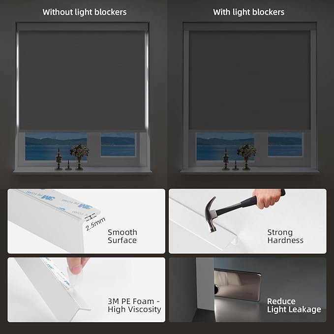 ZSTARR Motorized Smart Blind for Window with Remote Control, Automatic Blackout Roller Shade Customizable Size,with Valance Child Safety Rechargeable Battery Blinds (Light Grey)