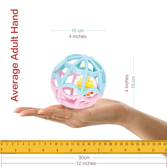 WEofferwhatYOUwant Baby Sensory Balls – Set of 2 Rattle Teething Toys for Infants & Toddlers – BPA-Free Easy Grip Motor Skill Development Ball – Soft Textured Montessori Sensory Play 0+ Months