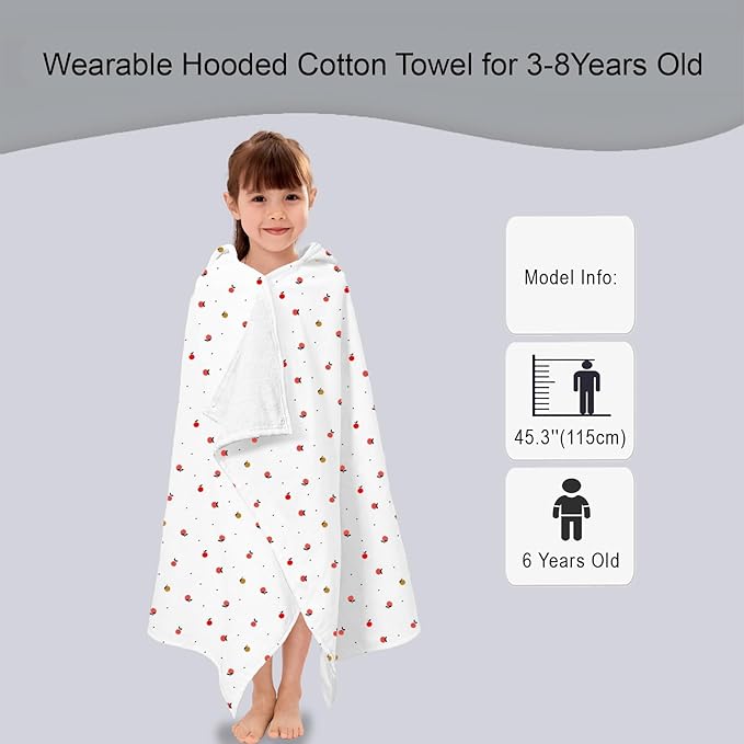VOOVA & MOVAS Kids Bath Towel with Hood (3-8 Years) – 100% Cotton Soft Absorbent Swim Towel (30"x50") – Perfect for Pool, Beach, Bath,Orange