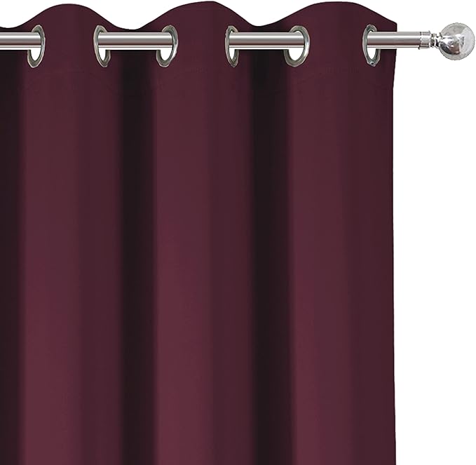 LEMOMO 100% Blackout Curtains 52 x 84 Inch/Burgundy Red Curtains 2 Panels with Black Lining Room Darkening Thermal Insulated Bedroom Curtains