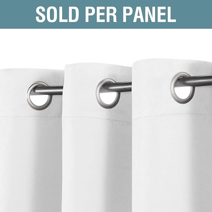 H.VERSAILTEX White Curtains for Bedroom Pure White Curtain 96 inches Long for Christmas Thermal Insulated Window Treatment Panel/Drape for Living Room, White, One Panel, Grommet Top, 52" W x 96" L
