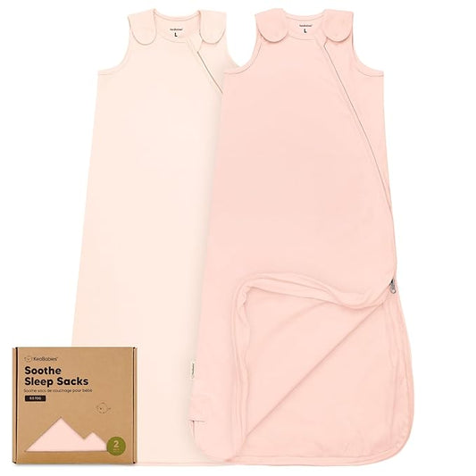 2-Pack Organic Baby Sleep Sacks, 100% Cotton - Soft & Breathable 0.5TOG Baby Wearable Blanket, Toddler Sleeping Sack 18-24 Months, Easy to Wear Transitional Swaddles for Newborns (Mist Rose, L)