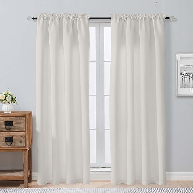 Aiyufeng Room Darkening Curtains for Bedroom 72 Inch Length 2 Panels Set, Thermal Insulated Rod Pocket Door Window Curtains for Patio French Front Door, W40 x L72 Inch, Peal