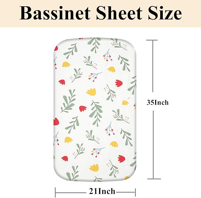 4 Pack Bassinet Sheets 21" x 35", Compatible with Amke, Ezebaby, Evolur Stellar and Mereryi Baby Bassinet, Soft and Skin-Friendly, Pink and Rabbit