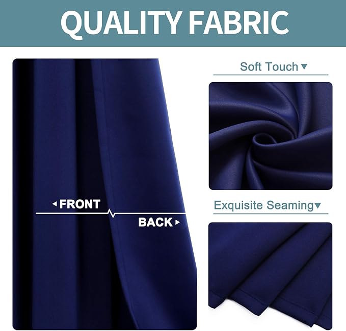 ChrisDowa Blackout Curtains 70 inches Wide for Bedroom - Extra Wide Grommet Thermal Insulated Room Darkening Curtains for Living Room (1 Panel, Navy Blue, 70 x 84 Inch)