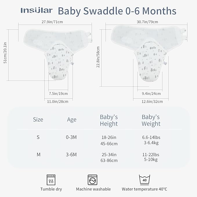 insular Baby Swaddle Wrap, Swaddle Blanket for Newborn and Infant, Adjustable Swaddling Set for Boy and Girl, Soft Cotton Baby Sleep Sack 3 Pack, Beige Sheep, Small(0-3 Month)