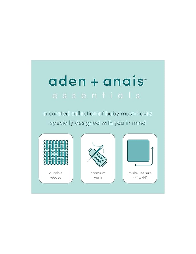 aden + anais Essentials Swaddle Blanket, Boutique Muslin Blankets for Girls & Boys, Baby Receiving Swaddles, Ideal Newborn & Infant Swaddling Set, Perfect Shower Gifts, 4 Pack, Time to Dream