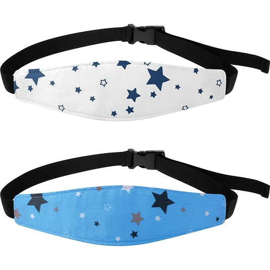 HESTYA 2 Pieces Baby Carseat Head Support Band Strap Headrest Stroller Seat Sleeping Headrest Neck Relief Head Strap Headband for Kids Children Toddler Infant(Star)