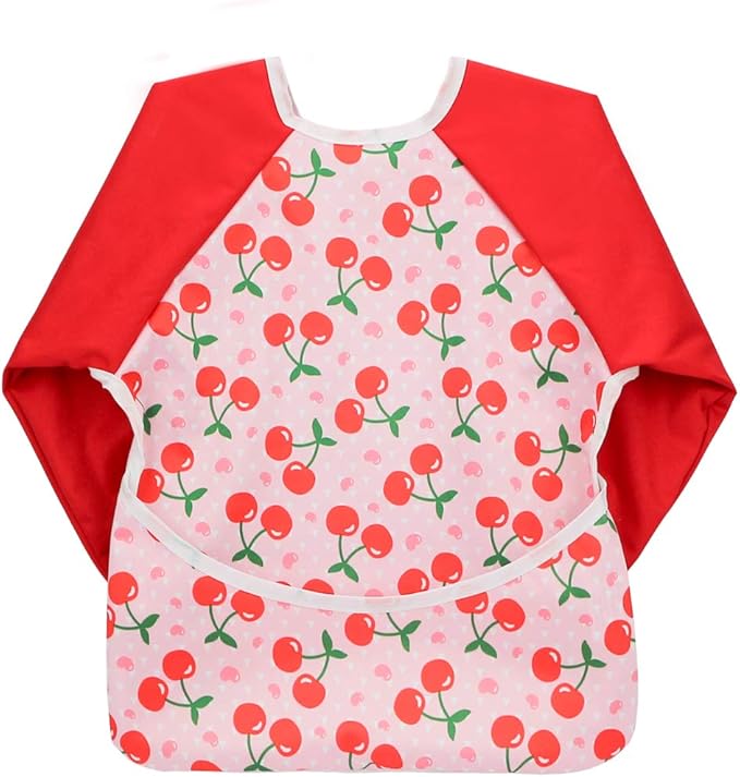 Hi Sprout Infant Toddler Baby Waterproof Sleeved Bib, Bib with Sleeves&Pocket, 6-24 Months