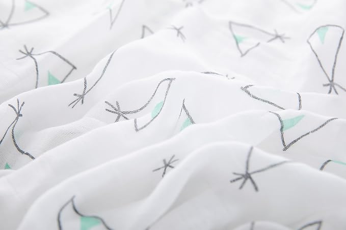 Muslin Swaddle Blankets for Baby Boys and Girls, 4-Pack Breathable and Skin-Friendly Receiving Blanket Wrap, Baby Essentials, Registry & Gift, 47 x 47 inches (Blue Contrast)
