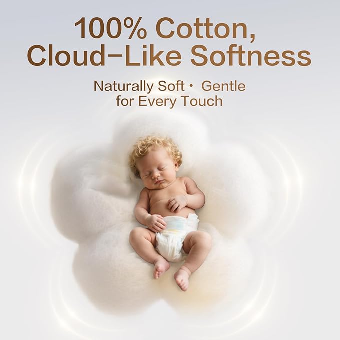 Winner 100% Cotton Dry Wipes, USDA Certified Baby Wipes, Soft & Gentle, Hypoallergenic & Unscented for Baby Sensitive Skin, Use Wet/Dry for Diaper Changes, Meals & Cleanup, Pack of 6, 600 pcs