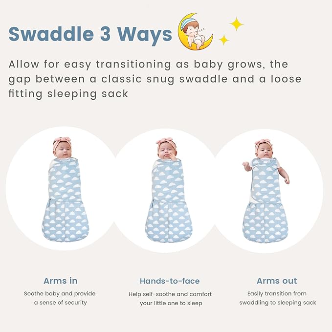 ZIGJOY Baby Swaddle Sleep Sack, 1.0 TOG Sleep Sack Swaddles for Newborns & infant 6-12 Months 100% Cotton Baby Wearable Blanket for Newborn Registry Essentials
