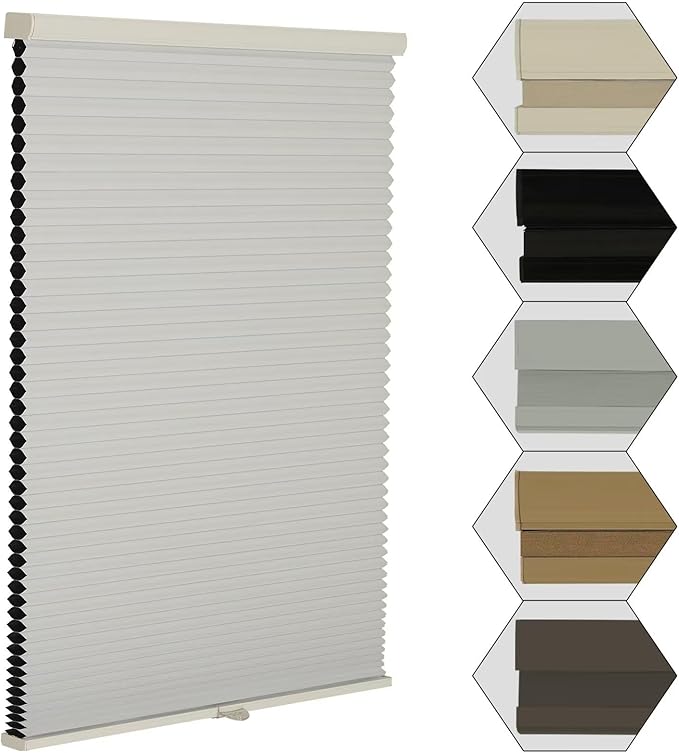 MYshade Cordless Blackout Window Blinds & Shades Pull Down Room Darkening Window Shades Light Blocking Honeycomb Cellular Shade for Indoor Windows Easy to Install 27 inch Wide, H72 White Blinds