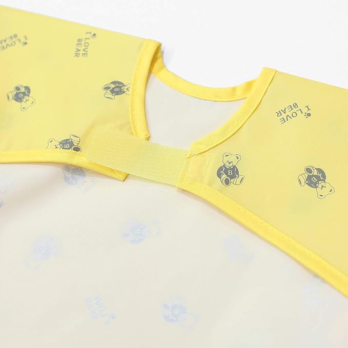Plie Long Sleeve Waterproof Bib for Toddlers – Soft Feeding Smock for Baby Mealtime, Self-Feeding, BPA-Free, Easy Clean