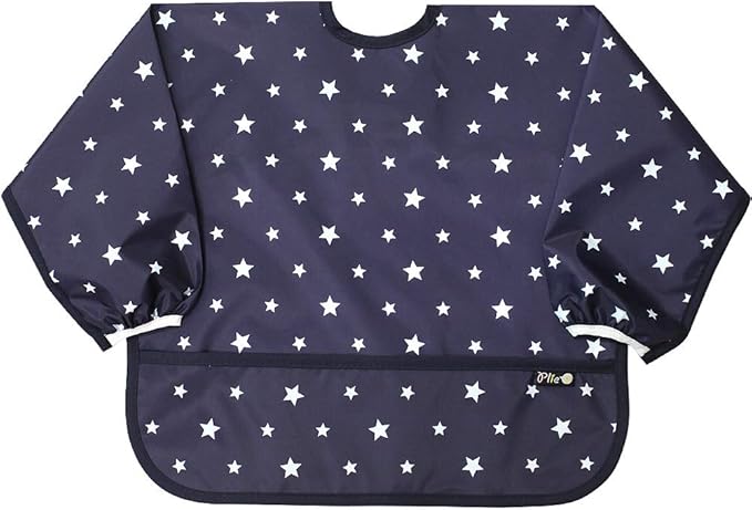 Plie Long Sleeve Waterproof Bib for Toddlers – Soft Feeding Smock for Baby Mealtime, Self-Feeding, BPA-Free, Easy Clean