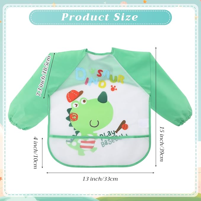 Tarpop Long Sleeve Bibs Infant Smocks Multi Pack Waterproof Soft Sleeved Bibs for Babies Toddler Eating Feeding