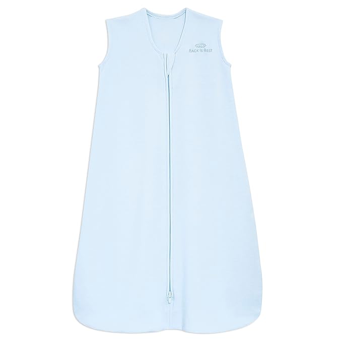 HALO SleepSack, 100% Cotton Wearable Blanket, Swaddle Transition Sleeping Bag, TOG 0.5, Baby Blue, Medium, 6-12 Months