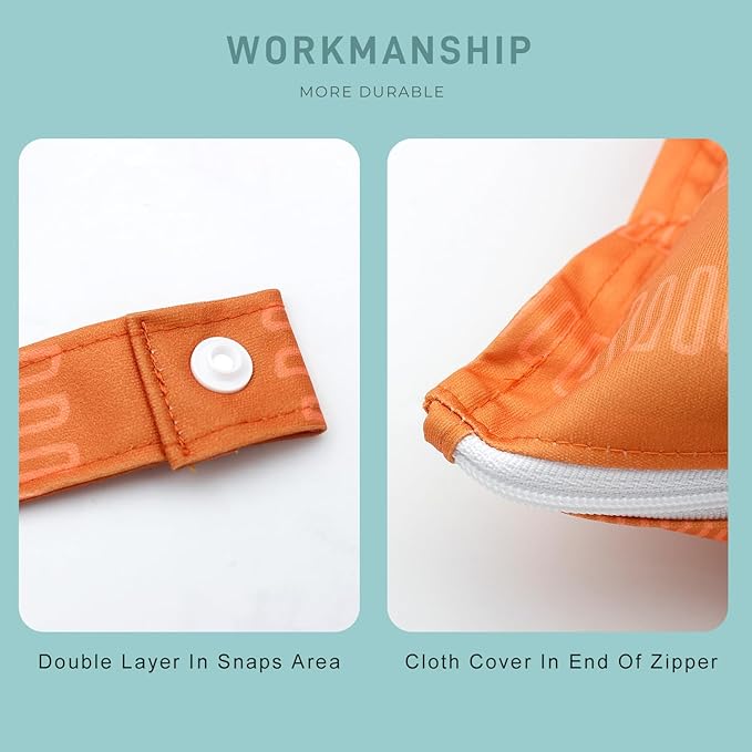 Wet Dry Bag 2pcs Waterproof Reusable Wet Bag for Swimsuits, Baby Cloth Diaper, Travel, Beach, Pool, Bathing Suit, Gym Wet Clothes (Orange Leaf)