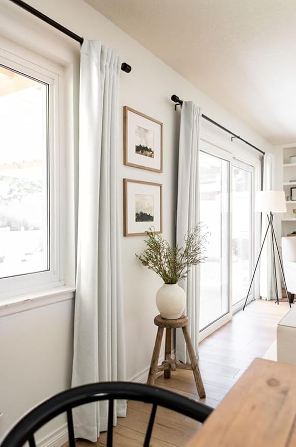 100% Blackout Shield Linen Blackout Curtains for Bedroom 36 Inches Long, Back Tab/Rod Pocket Living Room Drapes, Thermal Insulated Blackout Curtains 2 Panels Set, 42" W x 36" L, Beige
