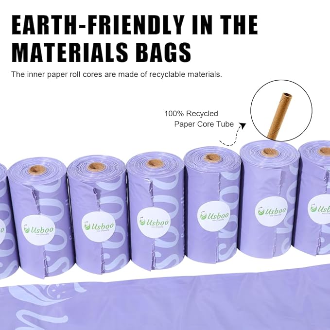 USBOO Disposable Diaper Bags for Baby, 20 Refill Rolls (300 Pack),Baby Poop Bags with Dispenser, Essential for Travel and Quick Change on The Go, Purple and Lavender Scented